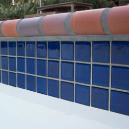 Royal 2 x 2 waterline tile with 'Autumn Leaves' brick coping -- Tucker, GA